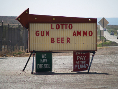 Lotto, guns, ammo and beer -- a one stop shop that knows its customers.