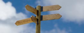 This sign post with many blank signs pointing various directions is like the crossroads you are at now.  We can help you develop the strategy to pick the right direction and define the sign that will lead you back to profitability.