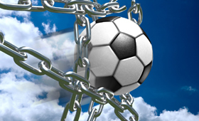 We help you break revenue barriers by delighting your customers or creating new markets like this soccer ball busting through the goal net made of chains.